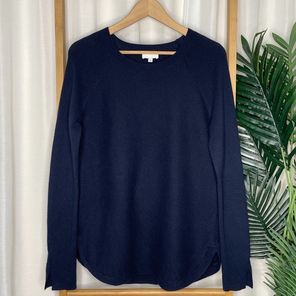 SOLD Witchery Blue Raglan Sleeve Knit Jumper Size S Cotton Wool Cashmere Long - Picture 2 of 11